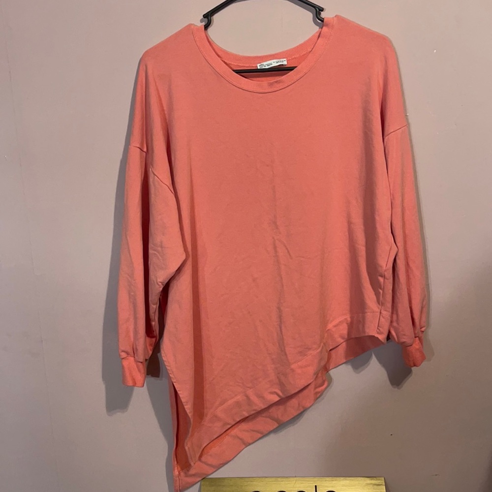 Zara asymmetrical sweater in Coral Small